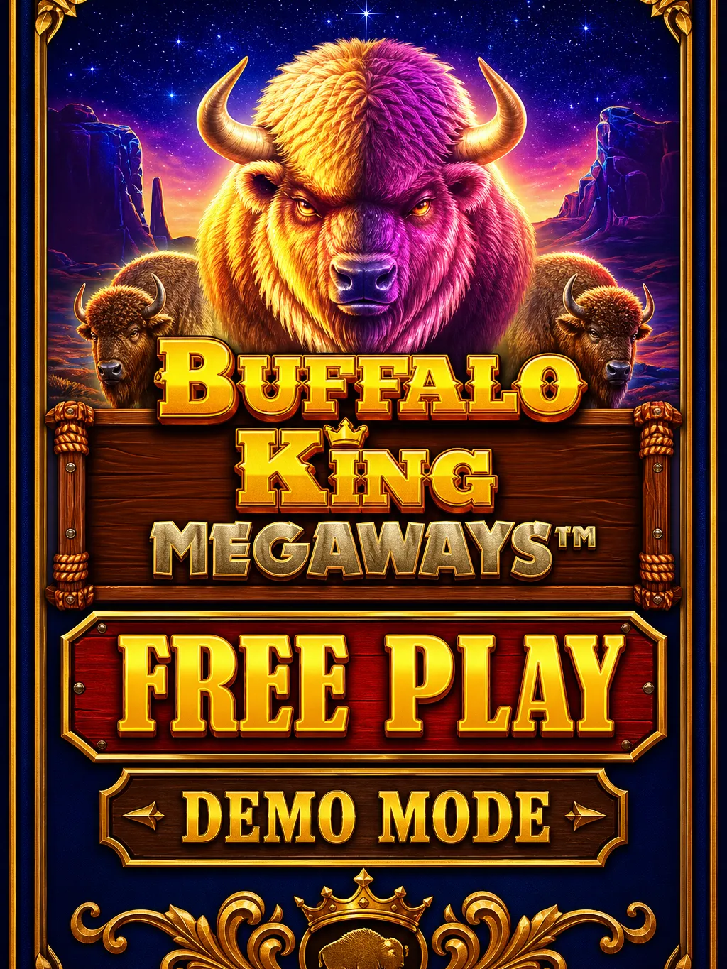 Buffalo King Megaways free demo screen with virtual credit balance